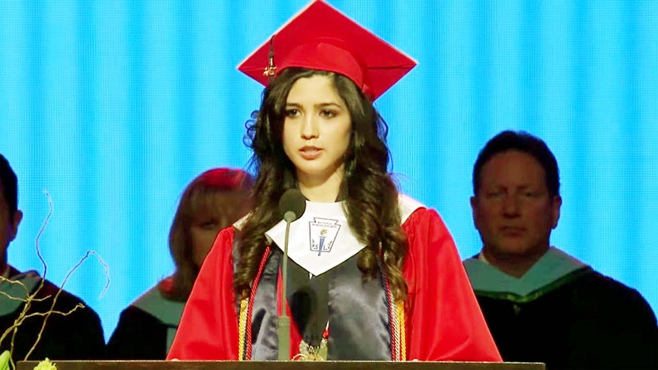 Larissa Martinez speaks at her graduation in Mckinney Texas